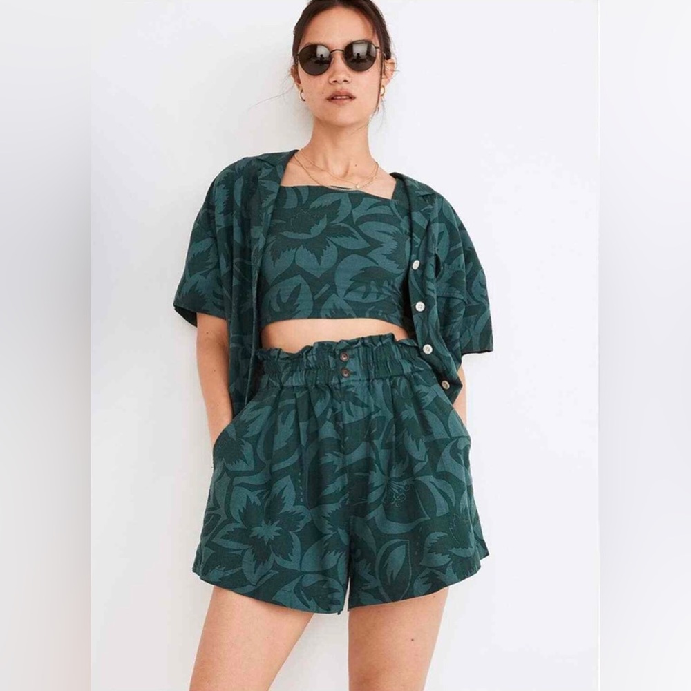 Madewell Linen Pull-on Paperbag Shorts Tropicale Floral Size Small